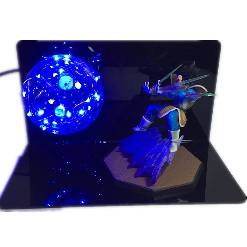 

Anime Dragon Ball Z Black hair scouter Vegeta PVC Action Figures Big Bomb Attack effect Led Night light Toy Christmas Fans Gift
