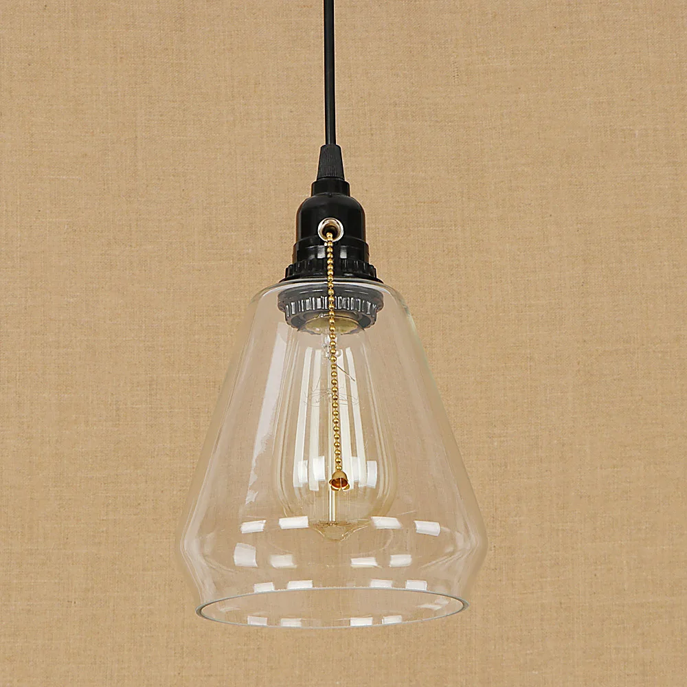 Современная из черного стекла подвесной светильник светодиодный E27 Лофт простой подвесной светильник с переключателем для гостиной Холл гостиница, спальни, кухни, сплошные кафе