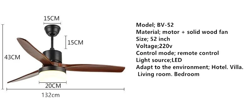 Светодиодный потолочный вентилятор для гостиной 220 В, деревянные потолочные вентиляторы с подсветкой 52 дюймовые лопатки, охлаждающий вентилятор, дистанционный вентилятор, лампа