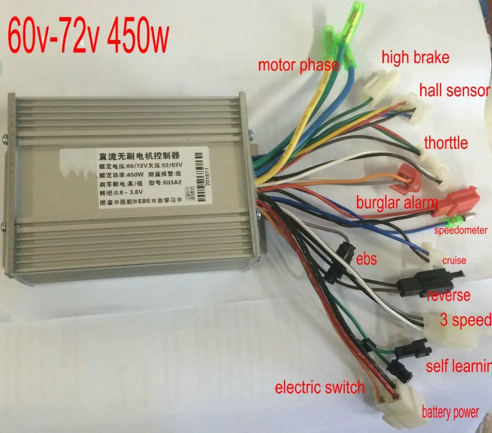 24v36v48v60v72v 400w450w BLDC контроллер двигателя 9mosfet двойной режим с EBS тормоз Электрический велосипед Скутер MTB трехколесный велосипед ATV запчасти