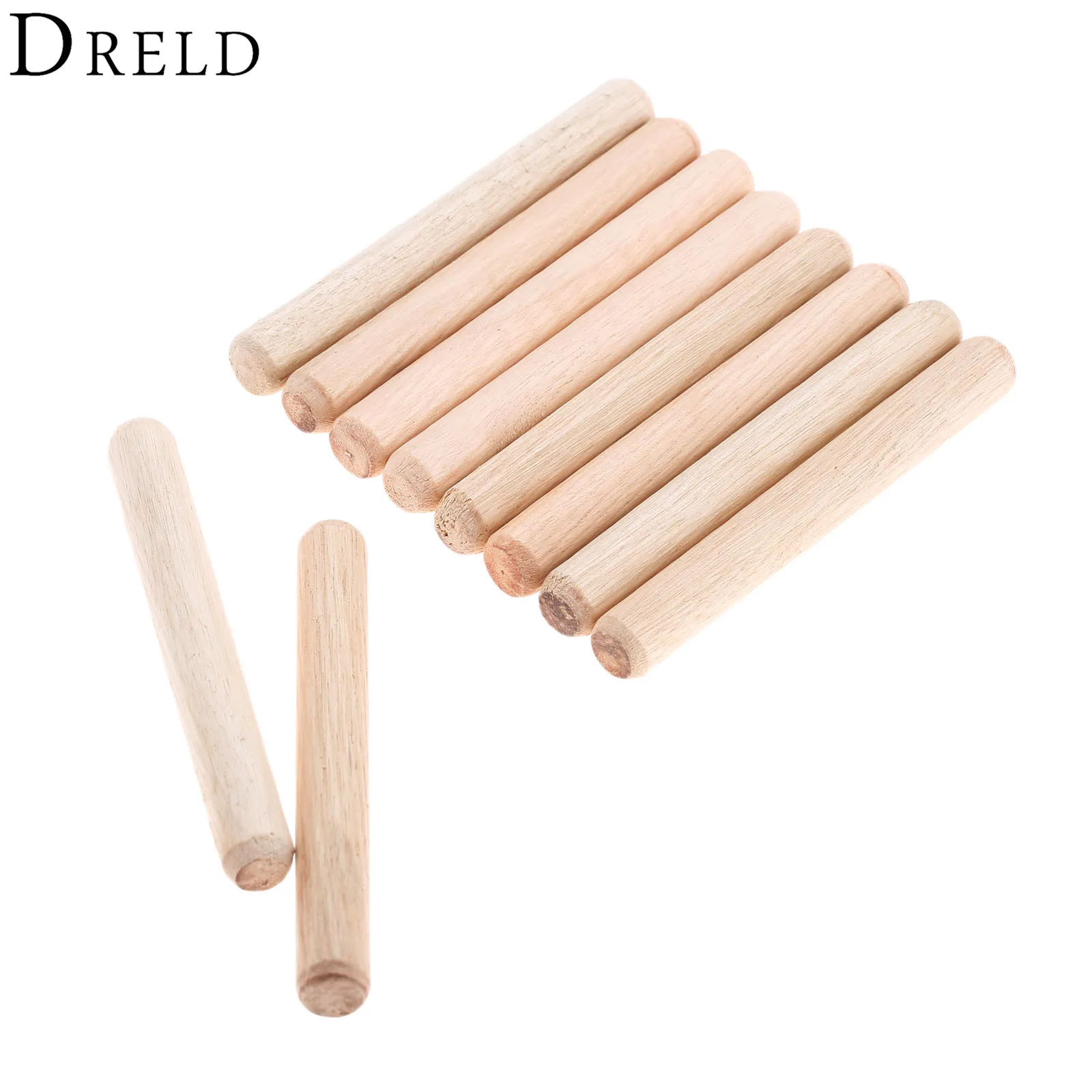 DRELD 50Pcs 10x80mm Wooden Dowel Drawer Round Fluted Wood Craft