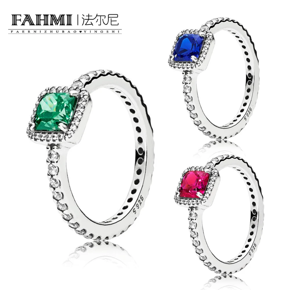 

FAHMI 100% 925 Sterling Silver 1:1 Original 190947GCZ GREEN Blue TIMELESS ELEGANCE RING Women's Wedding 190947NBT 190947SRU RED