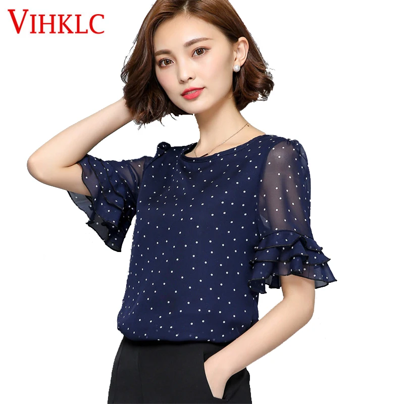 Новые женские топы Мода 2017 женская летняя шифоновая блузка плюс размер короткий