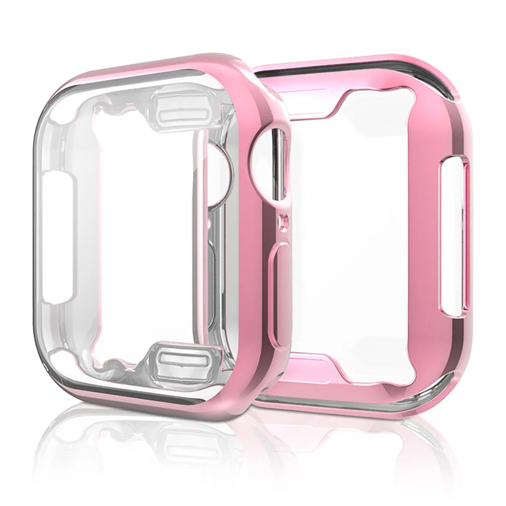 

Protector Case for Apple Watch Series 5 4 3 2 1 Fashion Light Soft TPU Plated Full Cover Sport Bumper 40mm 44mm 38mm 42mm