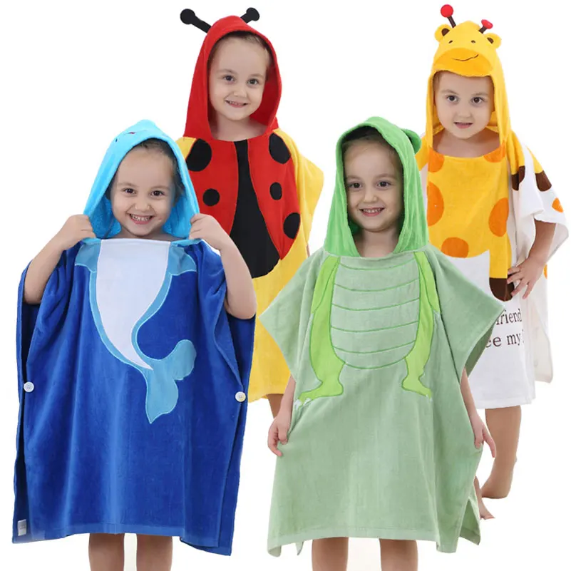 Bathrobe Robe kids Cute Animal Shape Hooded Cloak hooded Soft Cotton