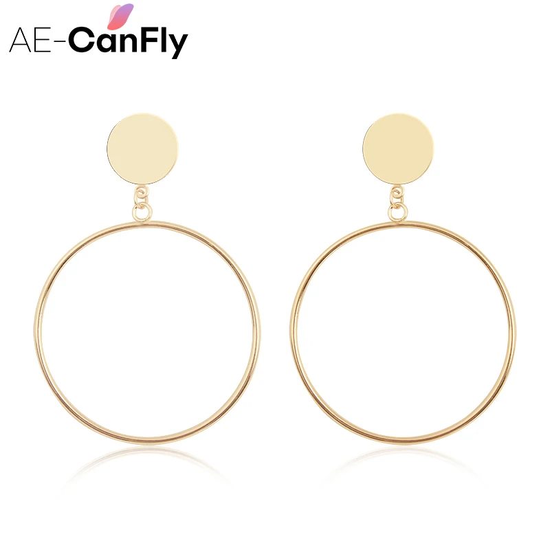 AE CANFLY оптовая продажа Мода большой круг Длинные висячие серьги простой