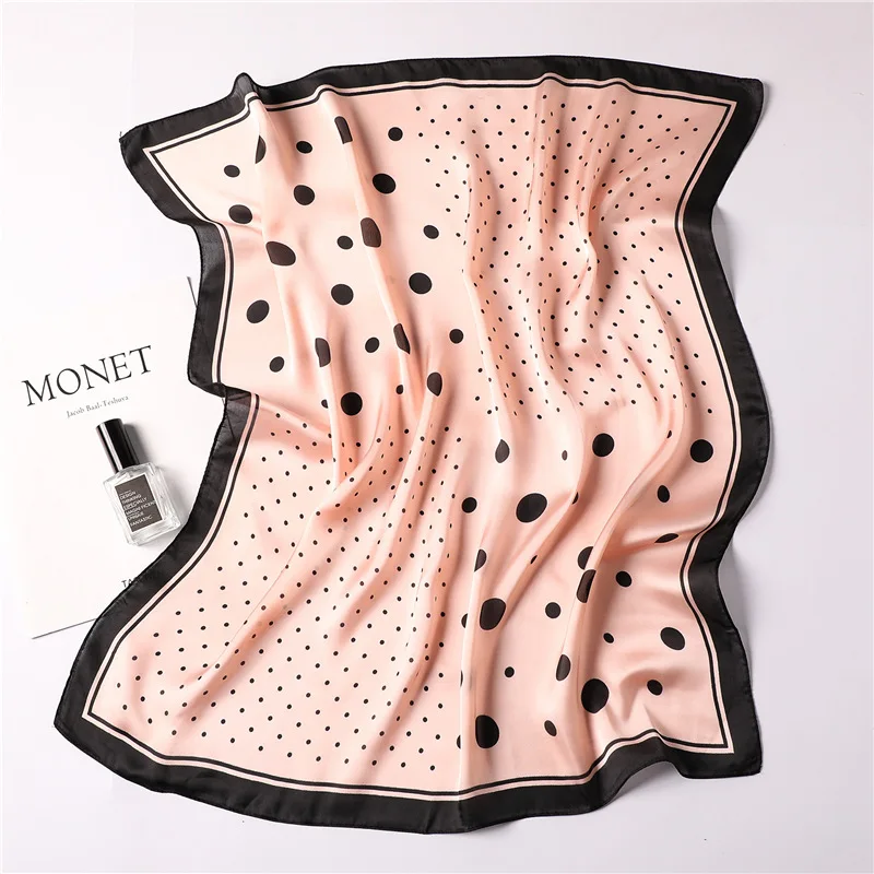 

Women's Square Silk Scarf Fashion Summer Shawls and Wraps Dot Print Small Office Scarf Foulard Headband Handkerchief 70*70CM