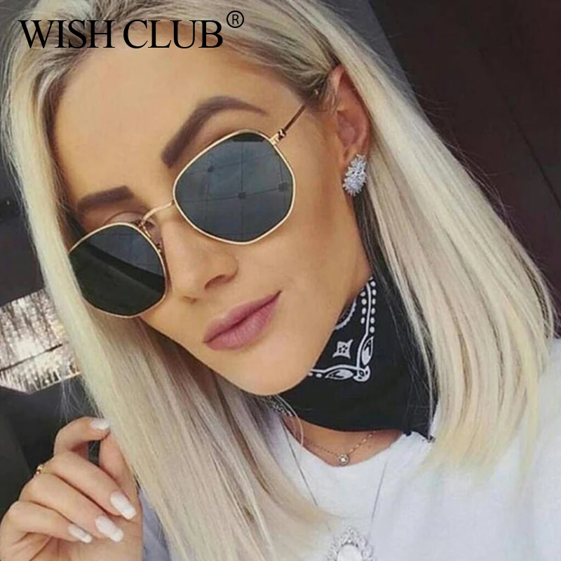 WISH CLUB, маленькие солнцезащитные очки для женщин, Винтажные Солнцезащитные очки,, полигон, 90 s, солнцезащитные очки для девушек, Ретро стиль, зеркальные очки, оправа, очки oculos