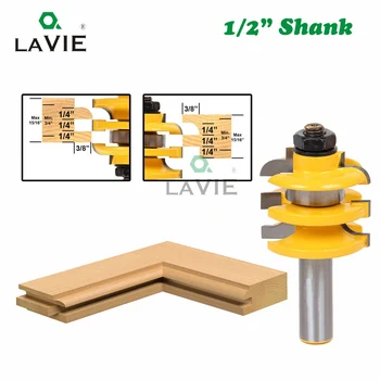 

LAVIE 12MM 1/2" Inch Stacked Rail & Stile Router Bit Ogee Woodworking Tenon Milling Cutter for Wood Work Tool Cutters Bits 03082