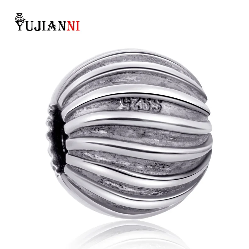 

Wave Charm 925 Sterling Silver Round Charm Bead DIY Jewelry Making For Woman Style Snake Chain Bracelets