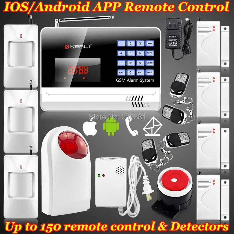 

KERUI App Control Spanish/Russian/English GSM Burglar Voice SMS Smart Wireless Siren alarm Gas Motion Home Alarm LCD Auto Dial