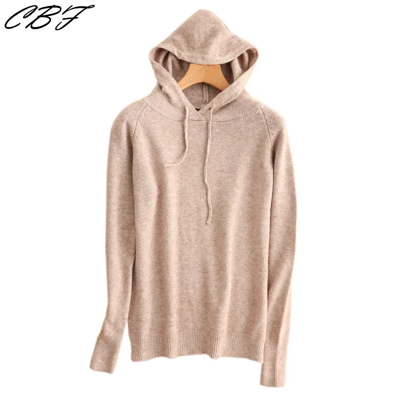 

New store discount 2018 winter ladies Knitted Cashmere sweater Hooded collar Pure color Soft warmth High-quality Pullover