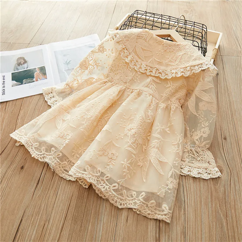 Kids Girls Lace Princess Dress Spring Fashion Toddler Girls Full Sleeve Peter Pan Collar Embroidery Party Dress Baby Dress 2-8Y Kids Girls Lace Princess Dress Spring Fashion Toddler Girls Full Sleeve Peter Pan Collar Embroidery Party Dress Baby Dress 2-8Y