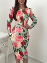 2019 women's sleeves floral print belt zip summer dress, long sleeve print bag hip female dress robes female vestidos de verano 2019 women's sleeves floral print belt zip summer dress, long sleeve print bag hip female dress robes female vestidos de verano