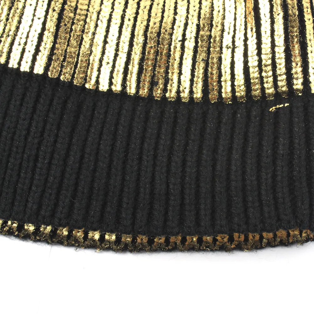 New Autumn And Winter European And American Style Women Hat Solid Color Bronzing Pinstripe Knit Hat Warm Fashion Hat HC57 (10)