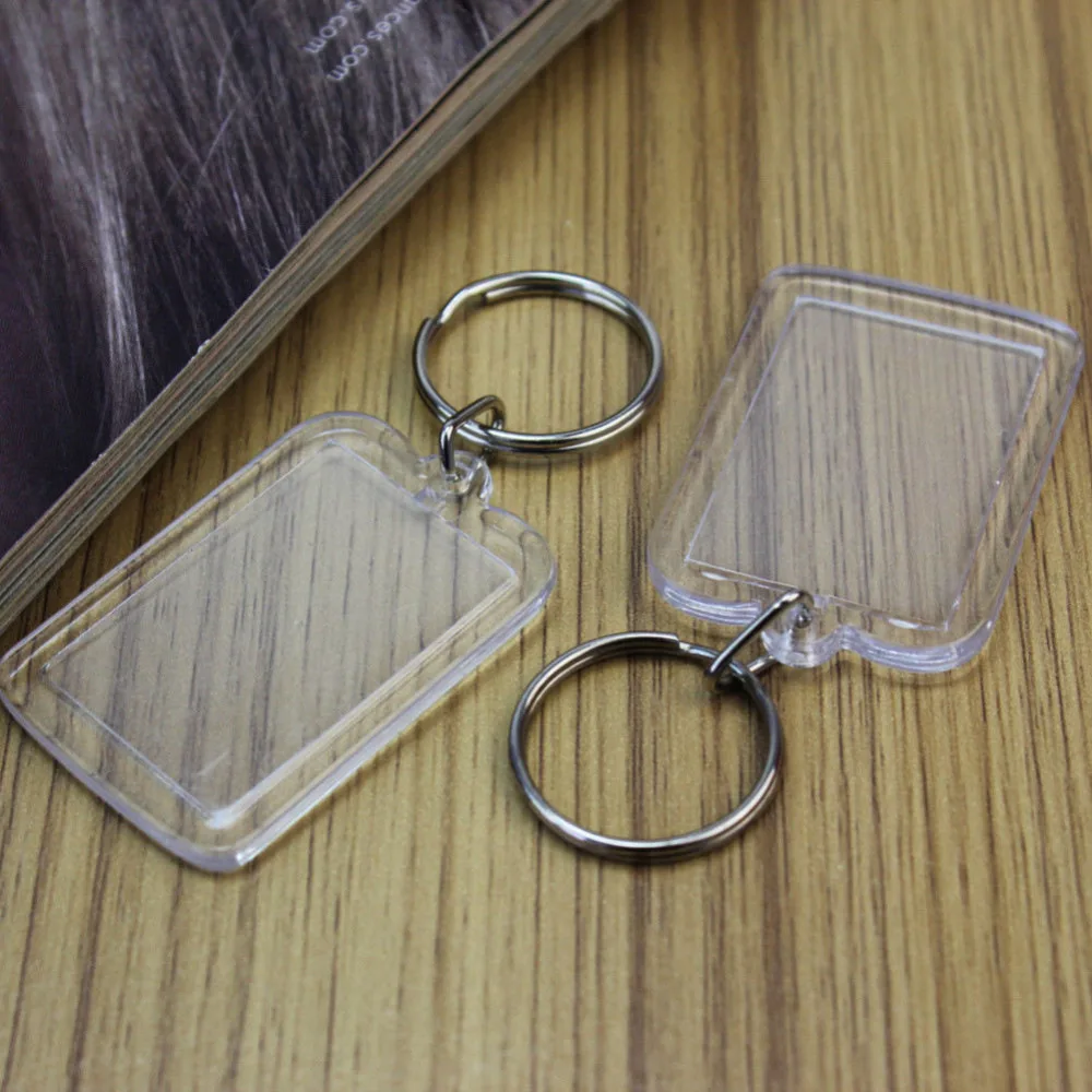 5Pcs Transparent Blank Acrylic Photo Picture Frame Keyring Keychain DIY