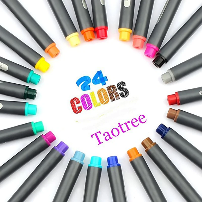 Набор ручек Fineliner, 24 цвета, мелкий кончик, наброски, маркеры для рисования, ручки, мелкая линия, точечный маркер, набор ручек для планировщика журналов