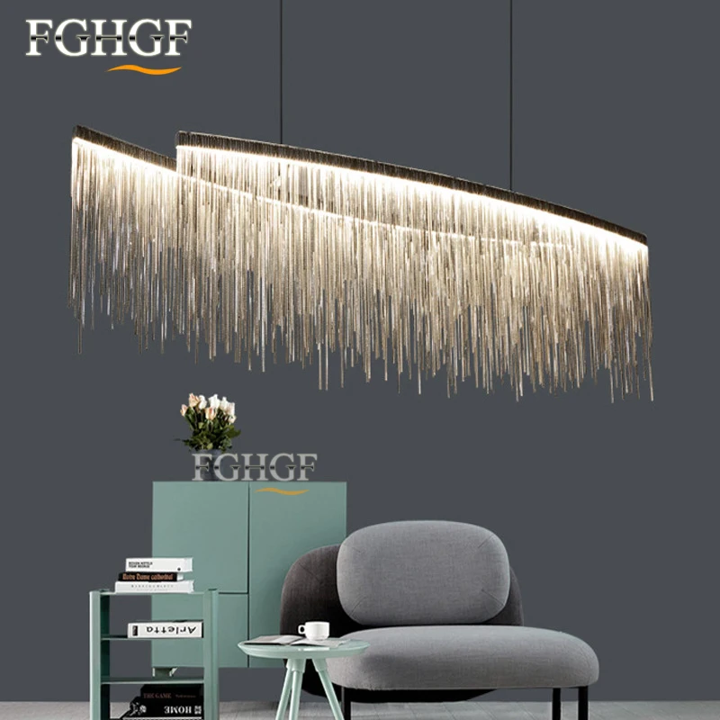 

New Fashion Modern Aluminum Chandeliers Lamp Long lustre Living Room Hotel Dimmable Lights LED Lamp Dining Room Lighting