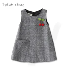 Платье принцессы для маленьких девочек осенне-зимнее платье без рукавов для малышей от 2 до 10 лет, модная детская одежда Серое Платье милое Вишневое платье