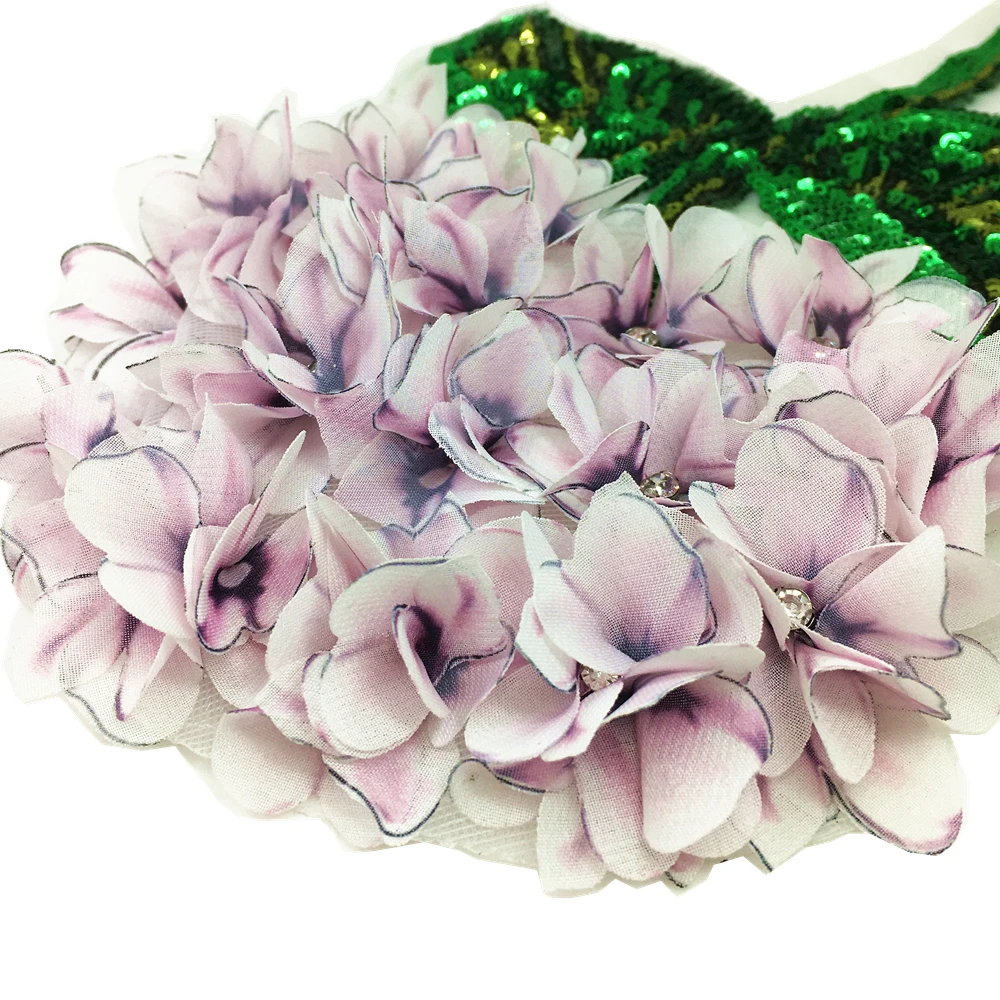 Гортензия цветок патч 3D Цветы аппликация бисером нашивки для одежды сумки платье Аппликации Parches пришить 28x16 см AC1158
