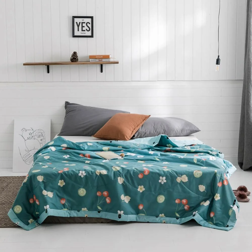 

2019 INS Dark Green Fruits Stitching Comforter Summer Quilt Cotton Fabric Quilting Blanket Twin Full Queen Size Bedspread