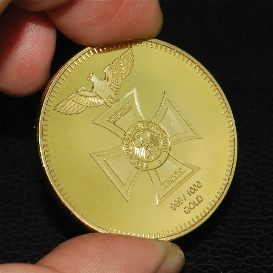 24KT Bullion German Coin 24K Gold Plated Clad DEUTSCHES EAGLE REICHSBANK 1871 Germany Round Coins (22)