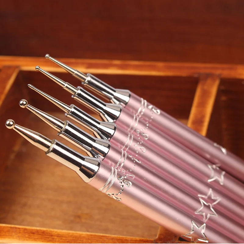 5 шт./компл. двухсторонняя ручка для очистки высшего класса 2-Ways розовая точечная Ручка инструмент для дизайна ногтей