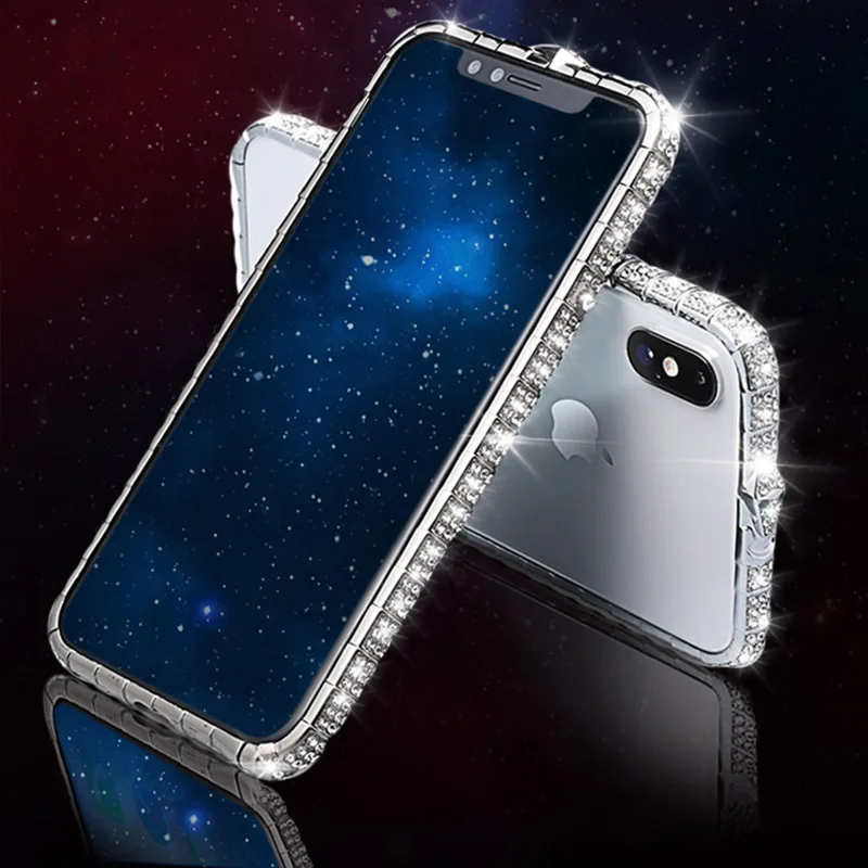 

Luxury Jewelled Aluminum Metal Bumper For iPhone XS Max XR X 8 7 6 6S Plus Phone Protection Case