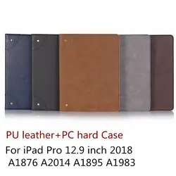 Ретро pu кожаный чехол PC жесткий чехол для нового iPad Pro 12,9 2018 Стенд кошелек планшет Оболочка Чехол для iPad Pro 12,9 чехол 2018