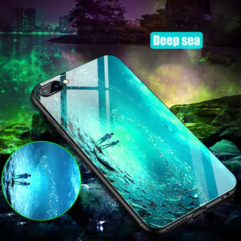 Luminous Glass Phone Case For Huawei HONOR 8X 8C 6X 7X 7C V9 9 Lite 9i 10 lite Note 10 Meteor Shower Night Shine Glass Cover (3)