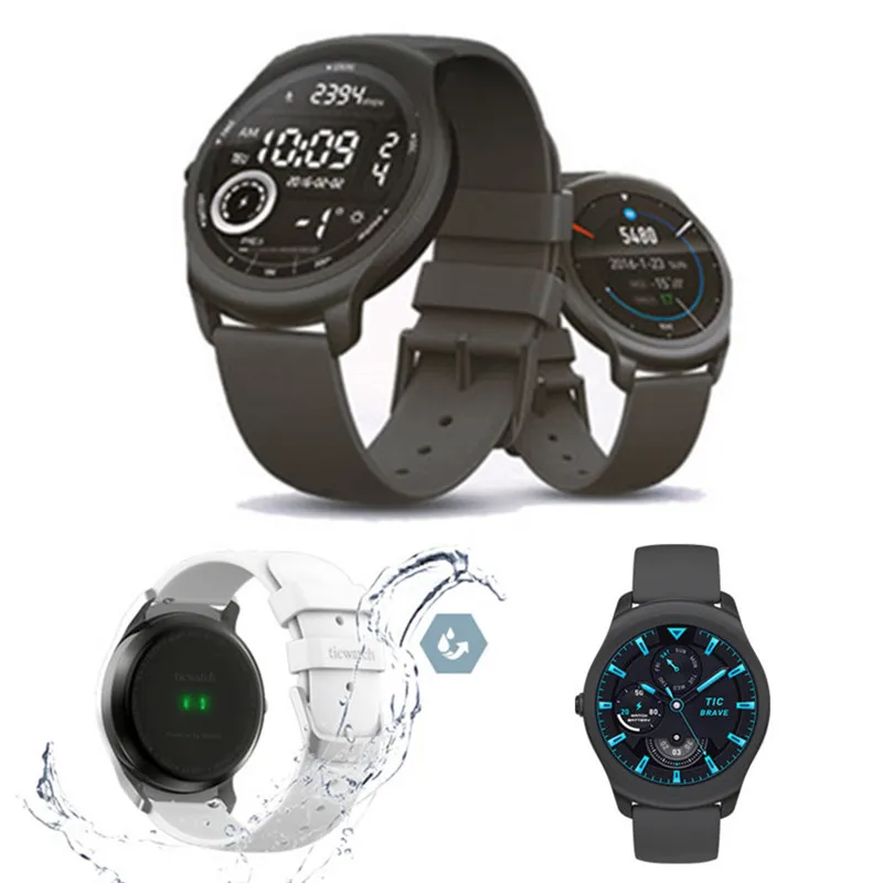 

Ticwatch 2 SmartWatch GPS Heart Rate Monitor Wireless Charging Music Liquid Silicone Strap Bluetooth Smart Watches Wrist Band