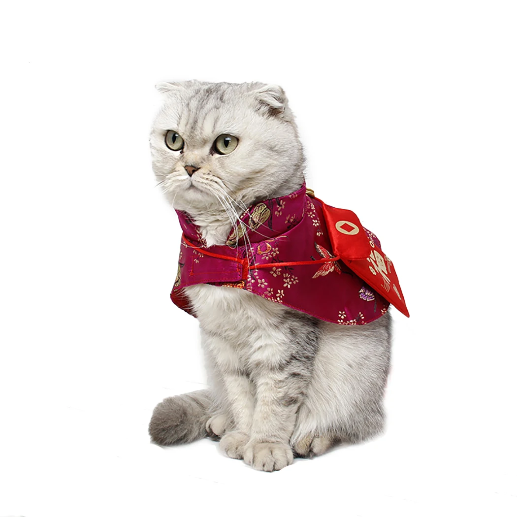 

Creative Pet Accessories Tang Suit Small Red Envelope Festive Cloak Pet Cape Chinese Style Festive Pet Dog Cape Pet Costume
