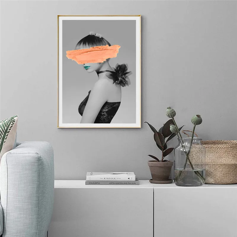 LESHAOCHEN Figure Girl Print Modern Canvas Painting Poster Home Decor Letter Quote Gray Wall Art Living Room Bedroom Picture DIY | Дом и сад
