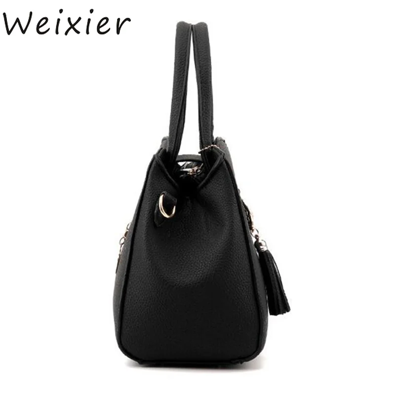 WEIXIER الشهيرة العلامة التجارية النساء حقيبة أعلى-حقائب بيد 2019 جديد أزياء النساء حقيبة ساع طقم حقائب يدوية بو الجلود اليد حقيبة LY-63