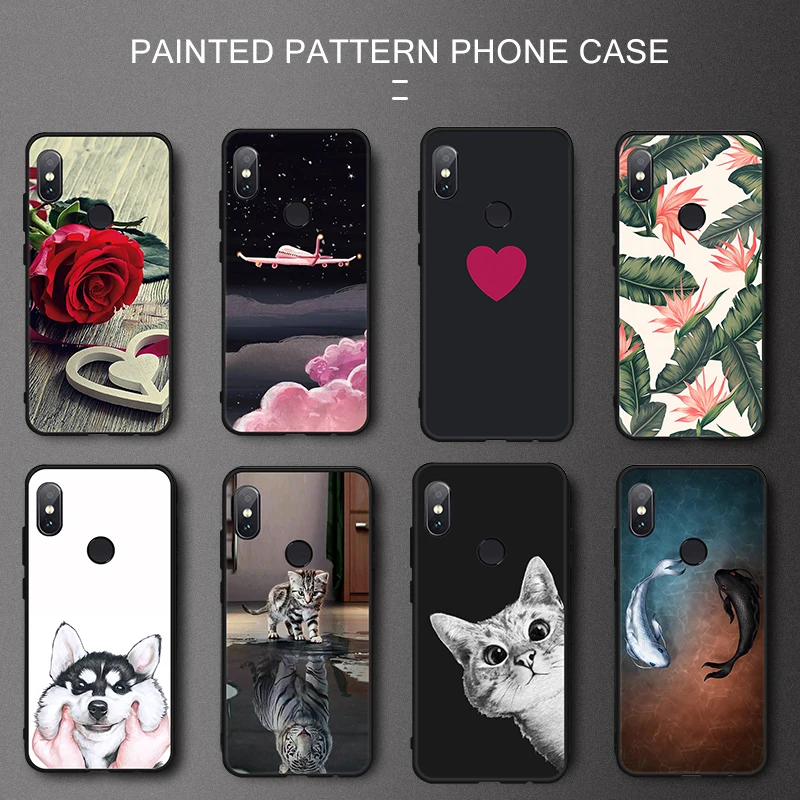 

Cute Anilmals Painted TPU Phone Case For Xiaomi Redmi Note 5 Pro 6A 6 5A Black Matte Cover For Redmi 6 Pro 5 Plus 4A 4X Capa