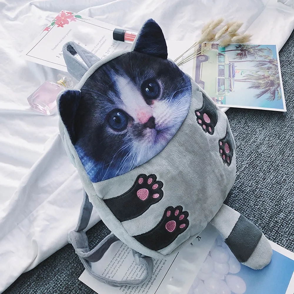Детский рюкзак с рисунком кота из мультфильма для детского сада милая школьная