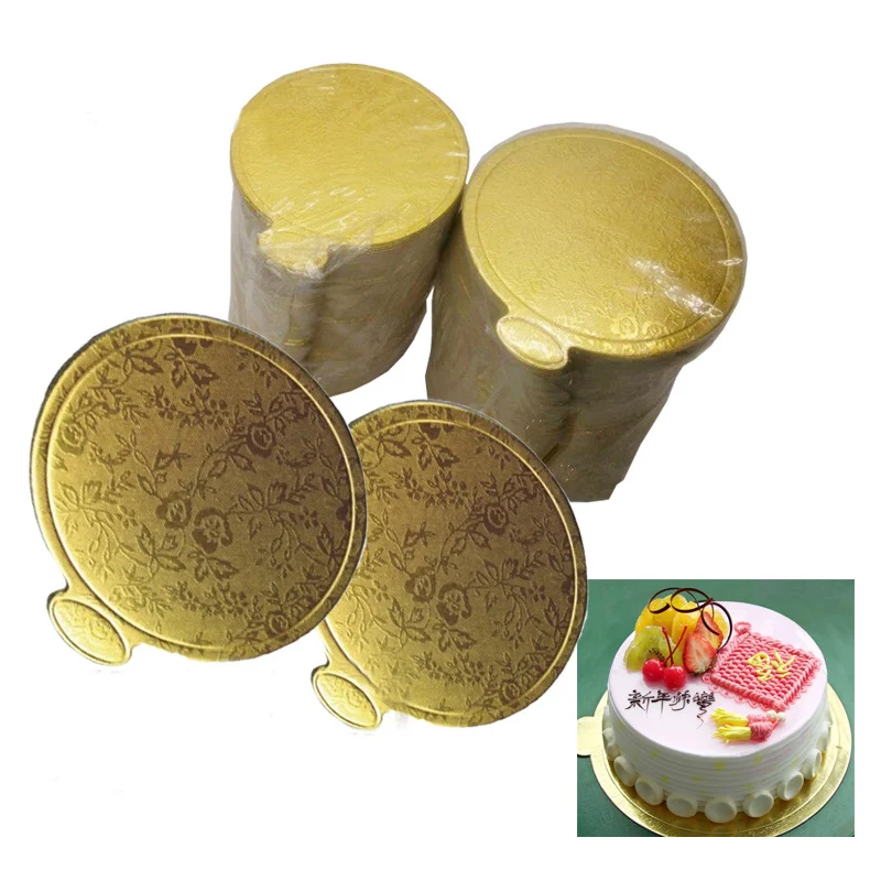 

Hoomall 20pcs Gold Paper Mousse Cake Board Round Cupcake Dessert Displays Tray Wedding Birthday Cake Pastry Decorative Tools 9cm