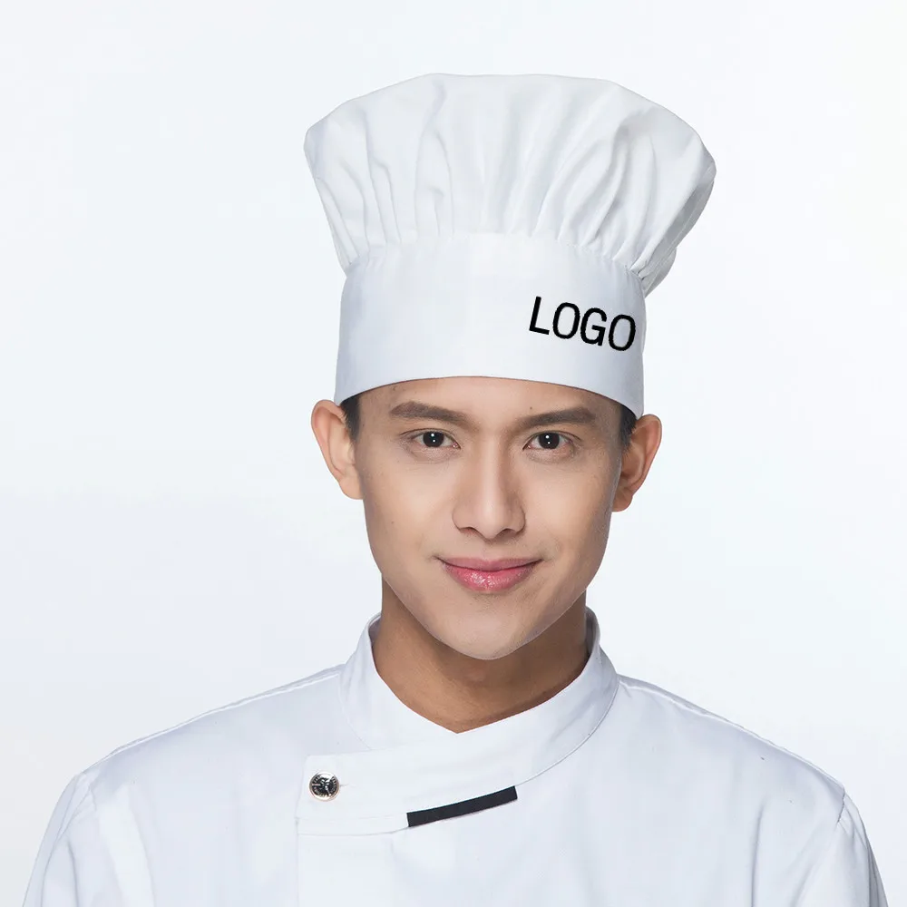 Печать логотипа для мужчин и женщин, шапка шеф-повара для ресторана, кухни, отеля, обслуживания еды, официанта, рабочая шапка для барбекю, шапка грибовидной формы