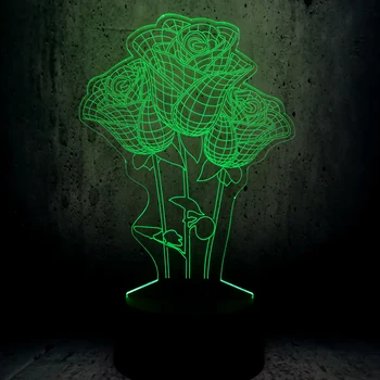 

A bunch of flowers shape lamp rose 3D LED night lights holiday room decor girl friend gift valentines day present mood lighting