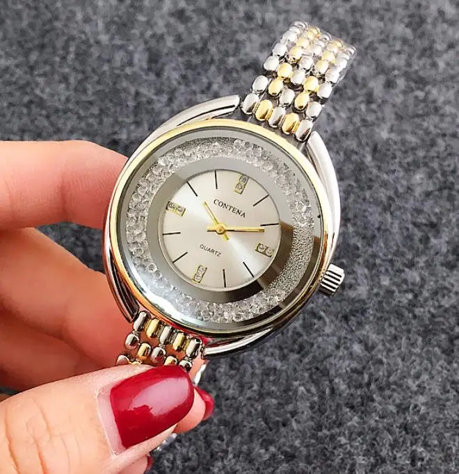 Reloj mujer, серебряные женские часы, роскошные модные брендовые ЖЕНСКИЕ НАРЯДНЫЕ часы, кварцевые наручные часы из сплава для девушек, женские часы с кристаллами - Цвет: gold silver