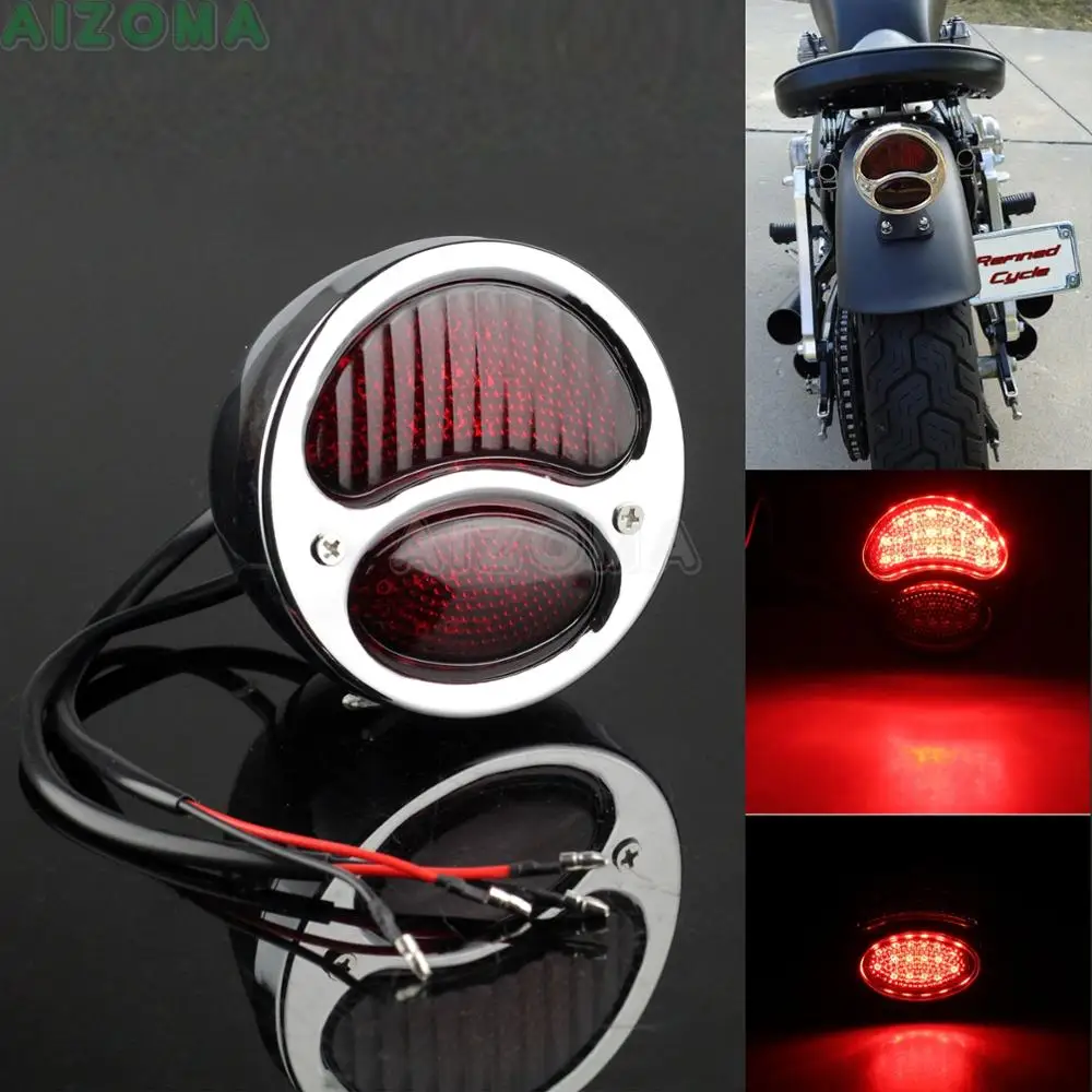 

Motorcycle 12v Brake Stop Tail Light Chrome Retro Running Lamp Taillights for Harley Cafe Racer Triumph Scrambler Bobber