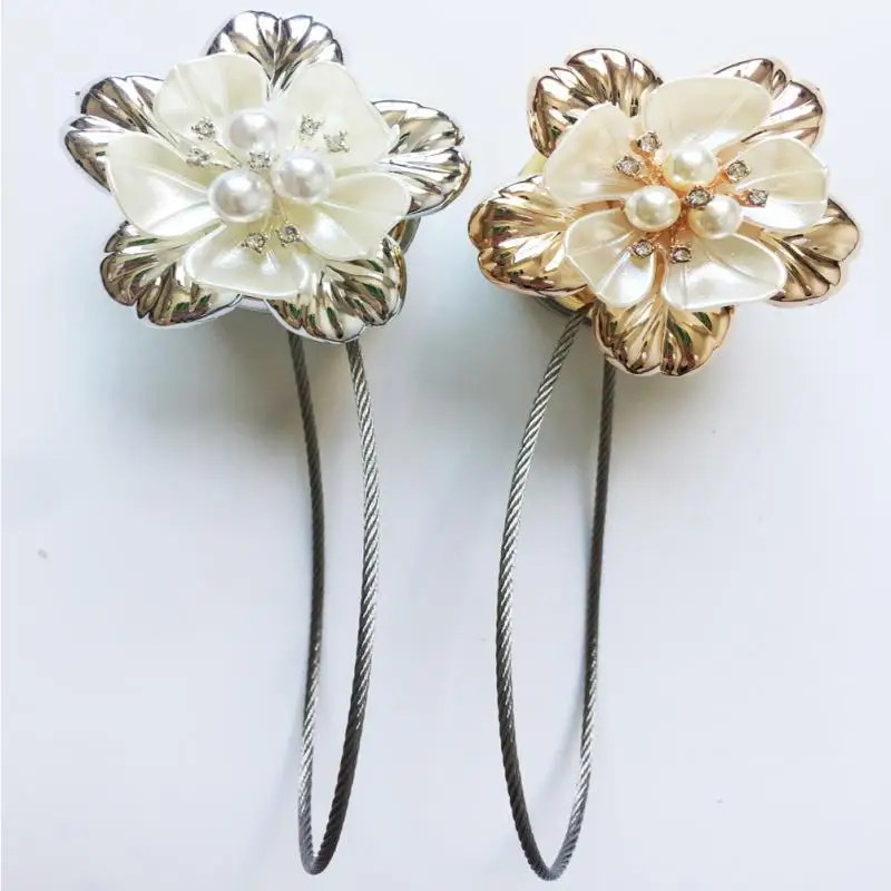 

1pc Gold Silver Flower Wire Curtains Tieback Magnet Curtains Buckle Magnetic Curtain Holder Curtain Strap Accessories