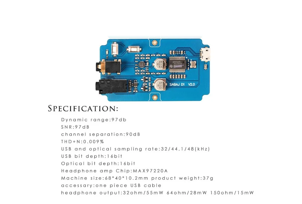 Sabaj D1 аудио портативный усилитель декодер все-в-одном с мини аудио усилитель Встроенный ЦАП черный серебристый