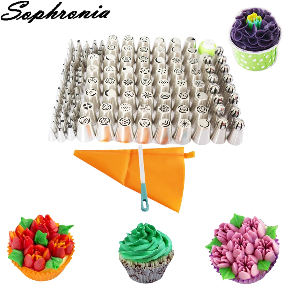 

Sophronia 129pcs/set Stainless Steel Icing Piping Nozzles Piping Pastry Tips Icing Tips Cake Decorating Set For Cake CS002