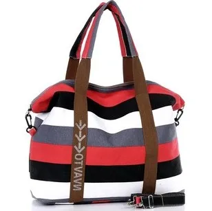 Women's Canvas Slung Women's Shoulder Bag Ladies Beach Handbags Striped Shopping Bag Women's Canvas Slung Women's Shoulder Bag Ladies Beach Handbags Striped Shopping Bag