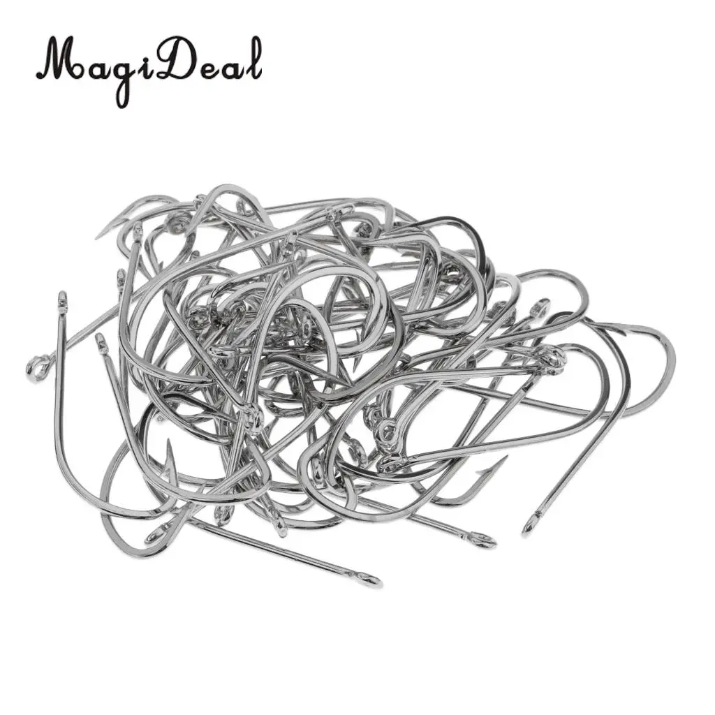 50pcs High Carbon Steel Fishing Hooks Fishhook High Strength Barbed Hooks for Sea Fishing Size 3/0