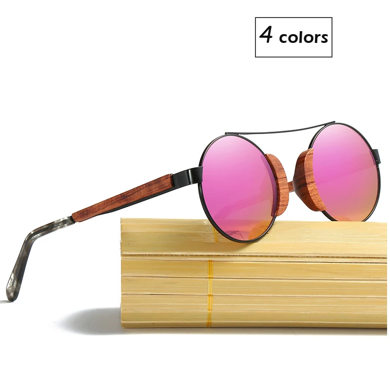 

2019 New Design Wood Metal Round Sunglasses Polarized Lens For Men and Women Free Shipping
