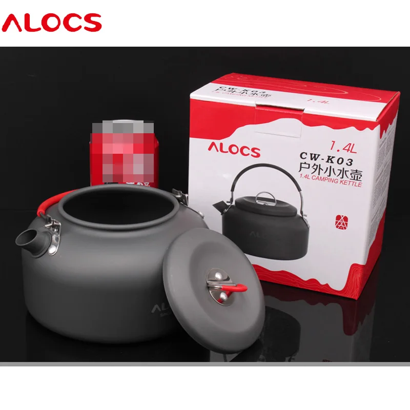 Alocs CW-K03 1.4L camping tetera de café tetera pote al aire libre gel de silicona mango con bolsa de malla