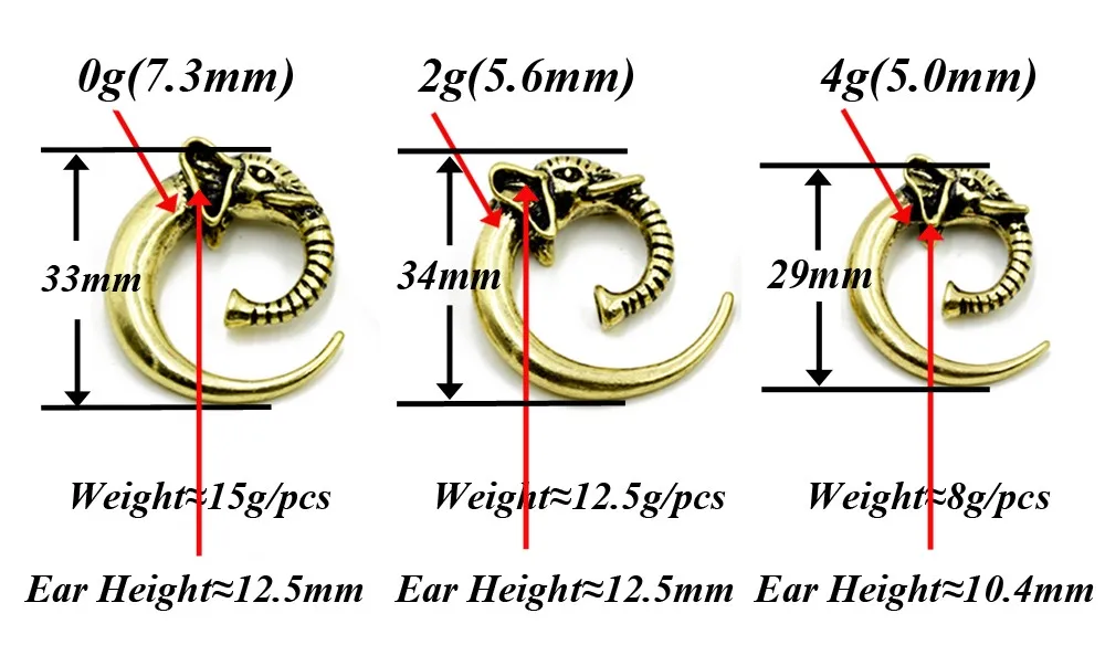 Пара стальная серьга слон спиральные конусные Носилки Пирсинг Калибр расширитель пробки ювелирные изделия для тела Вес уха