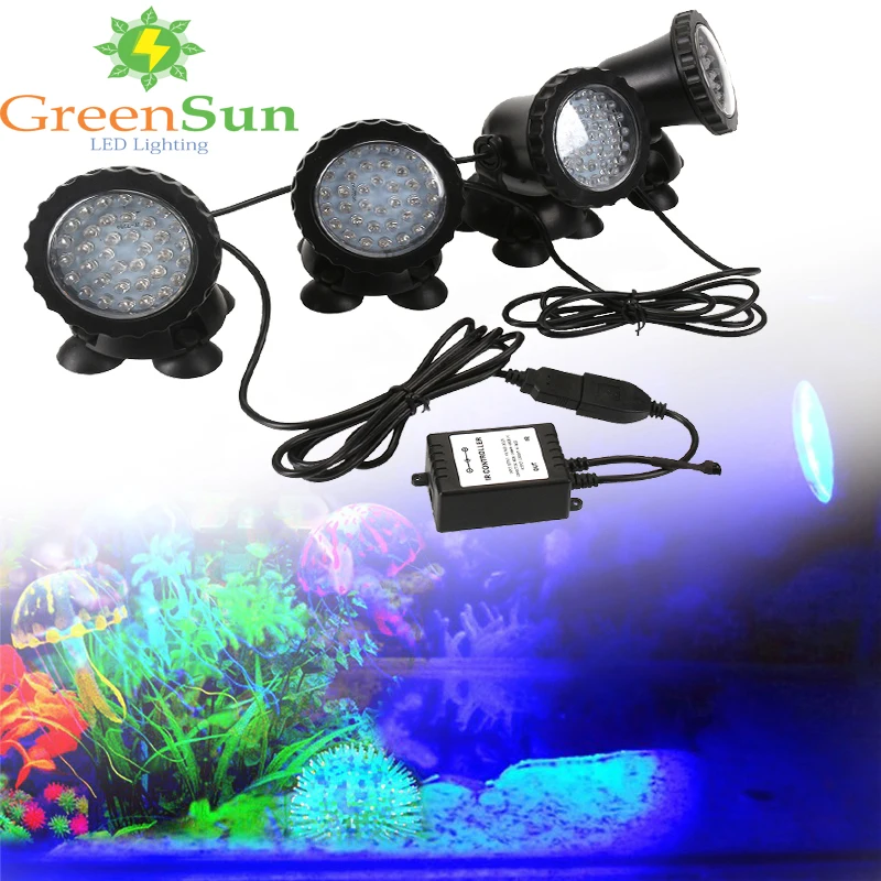 1 set 4Pcs RGB LED Aquarium Fish Tank Light Remote Control Waterproof Underwater Garden Pond